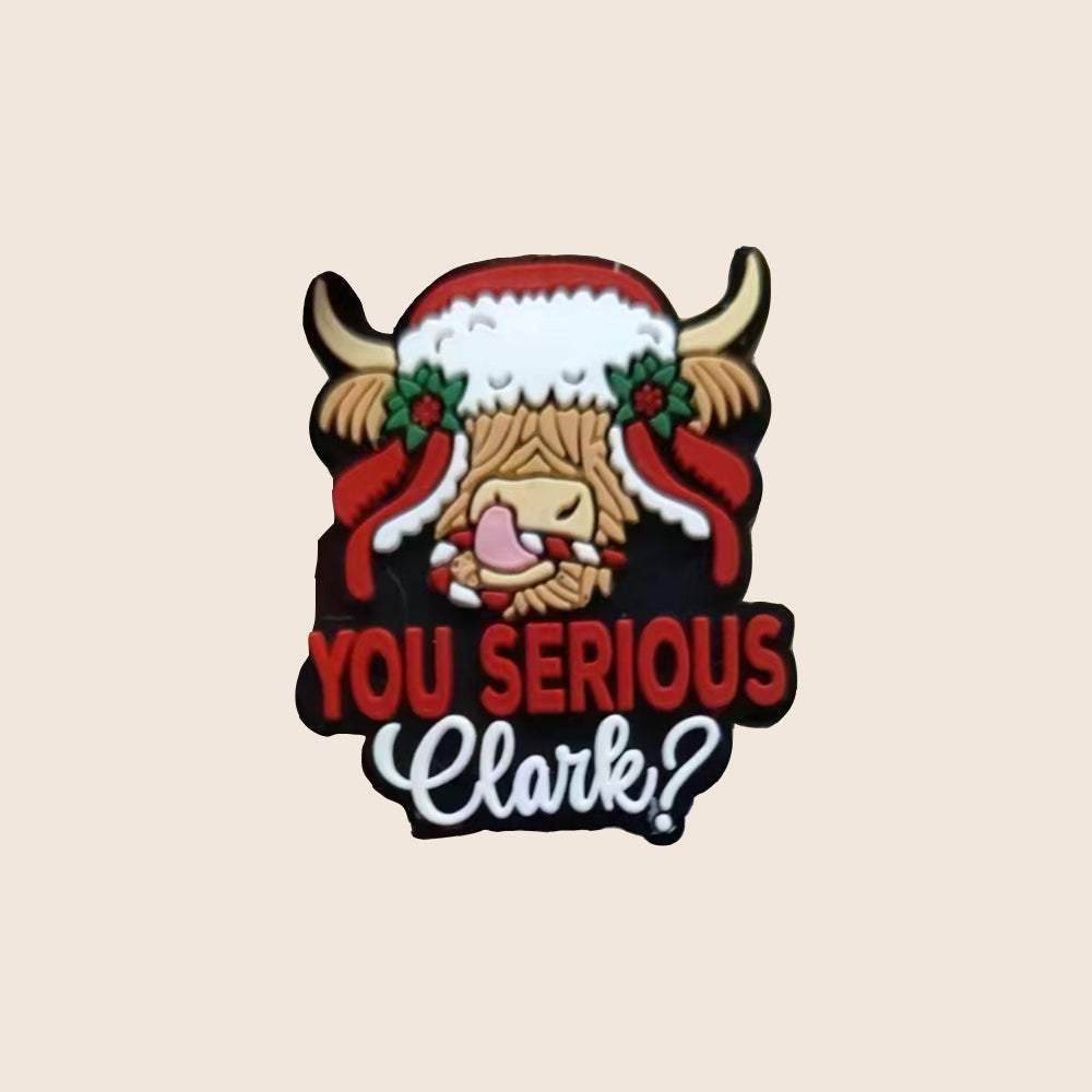 Wholesale 10pcs Cartoon Christmas Highland Cow Silicone Beads